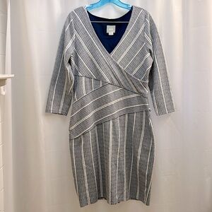 ANTHROPOLOGIE - MAEVE - WRAPPED STRIPE COLUMN DRESS - BLUE & WHITE